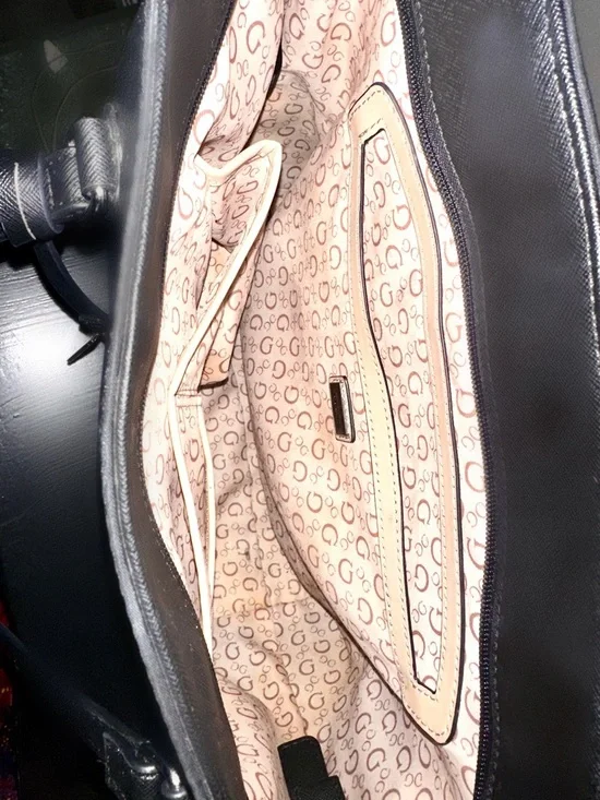 GUESS Black Embossed Logo Tote - Picture 6 of 7